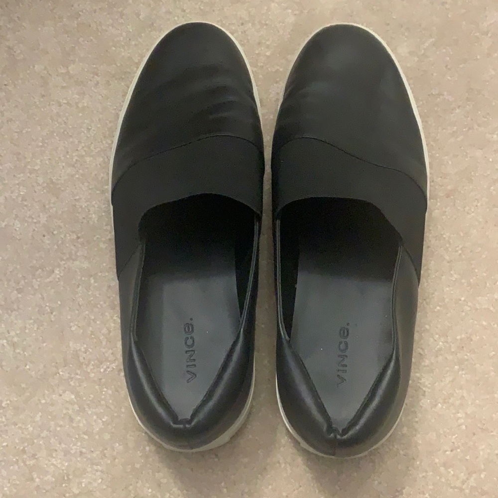 Vince black slip on sneakers